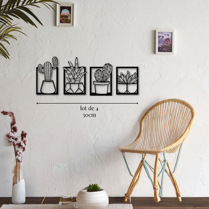 Petite décoration murale cactus - lot de 4