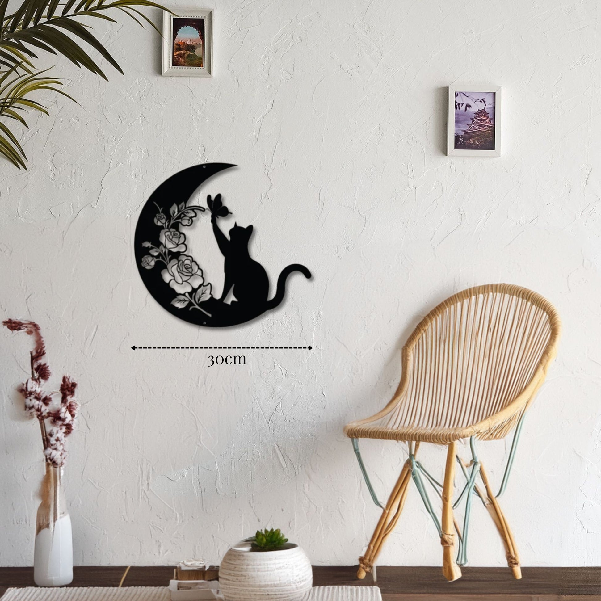 Petite décoration murale chat sur la lune