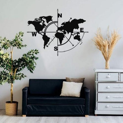 Carte du Monde en Métal Décor